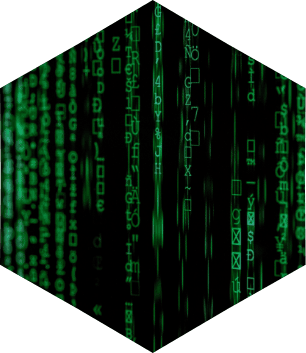 Vários códigos de computador caindo, assim como no filme Matrix